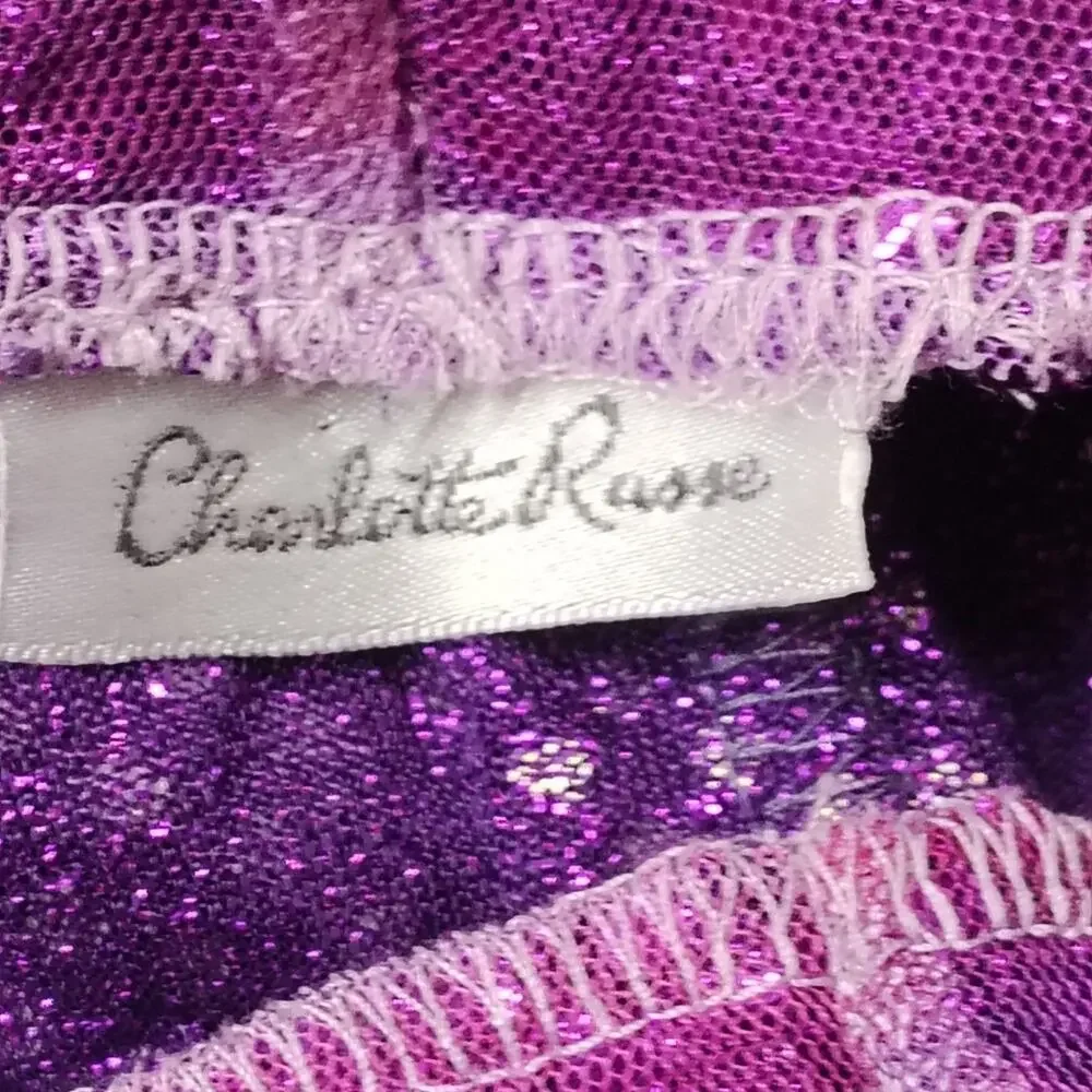Vintage Charlotte Russe Y2K Mesh Sequin Flare Pants XS Purple Festival Rave